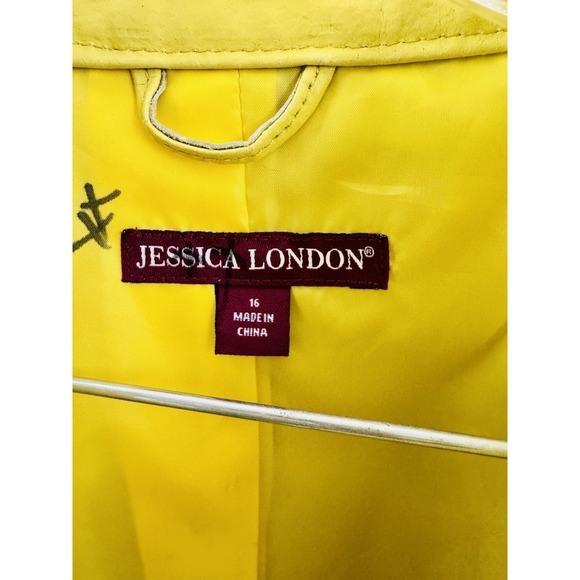Sunny Yellow 100% Leather Moto Jacket Full Zip Jessica London Womens 16/16W XL - Picture 8 of 11